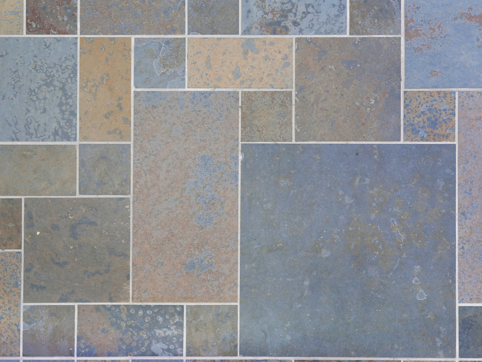 Lichen split stone slate tiles in modular format