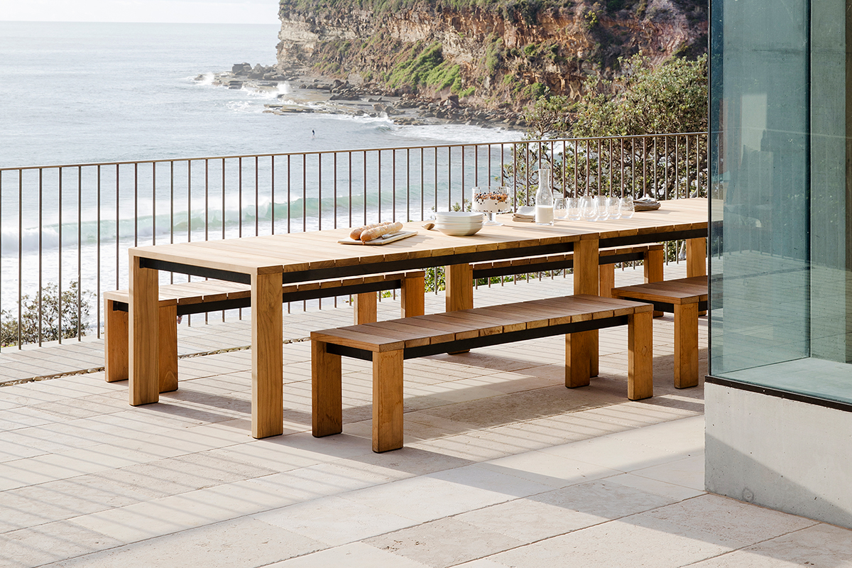 Bronte dining table and bench seats 