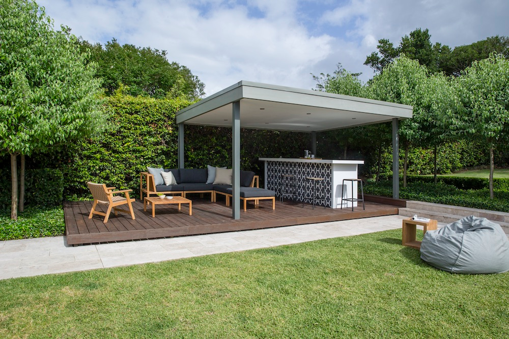 Covered outdoor room designed by Landart Landscapes