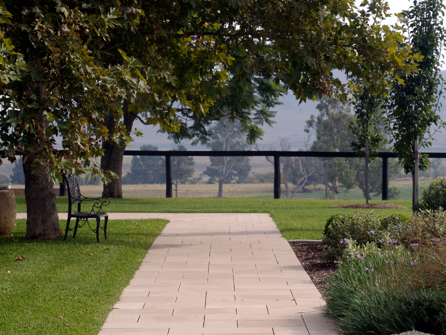 Hawkesbury concrete pavers used in classically designed rural garden setting