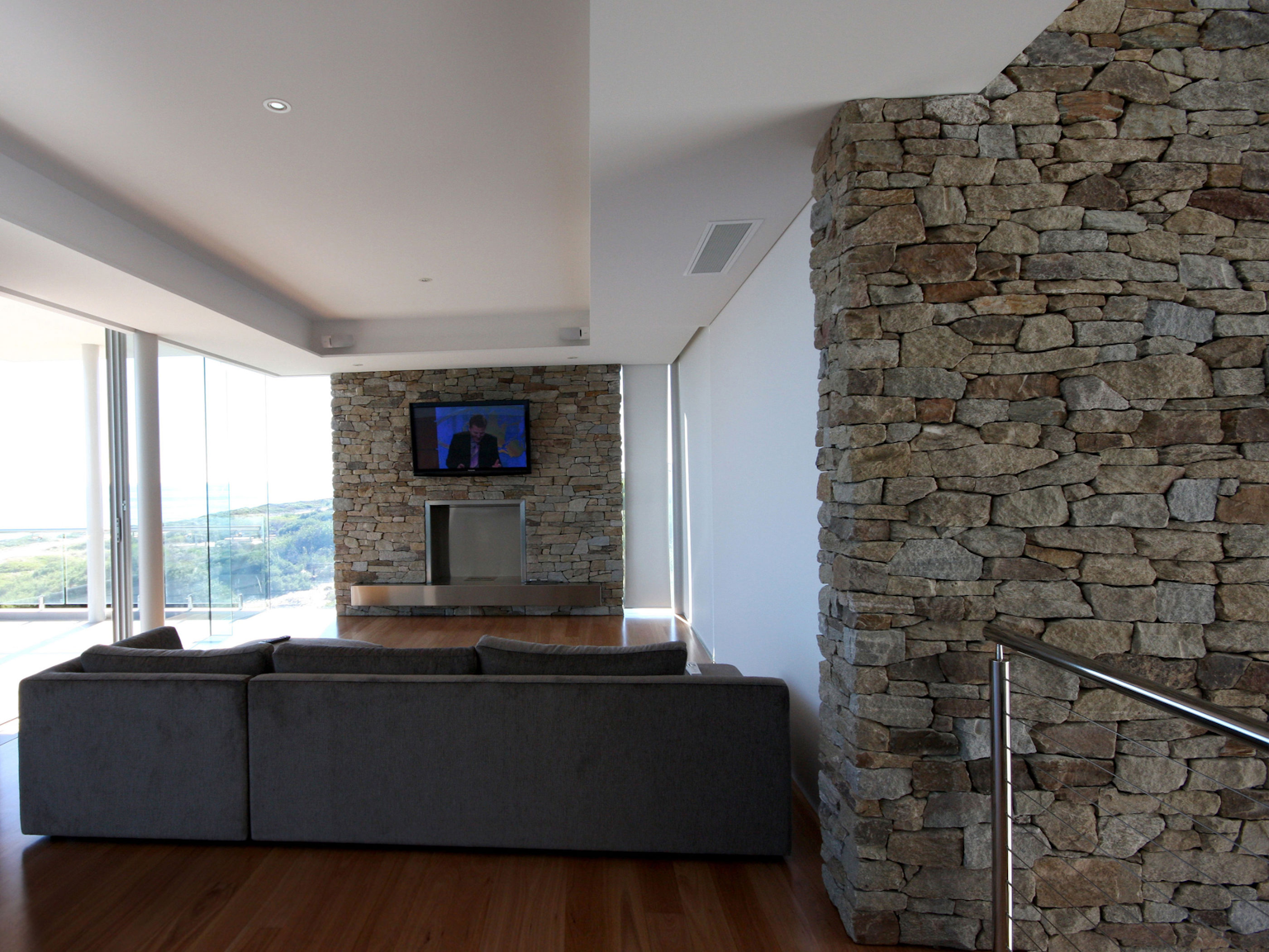 Alpine dry stone blade walls and fireplace 