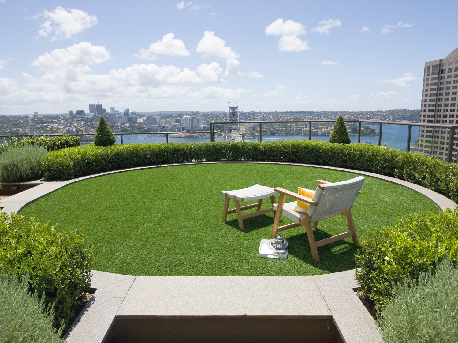 Rooftop garden with Barwon easy chair and footstool 